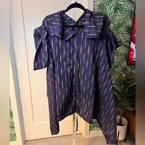 Palmer Harding Blue Striped Office Blouse Sz small